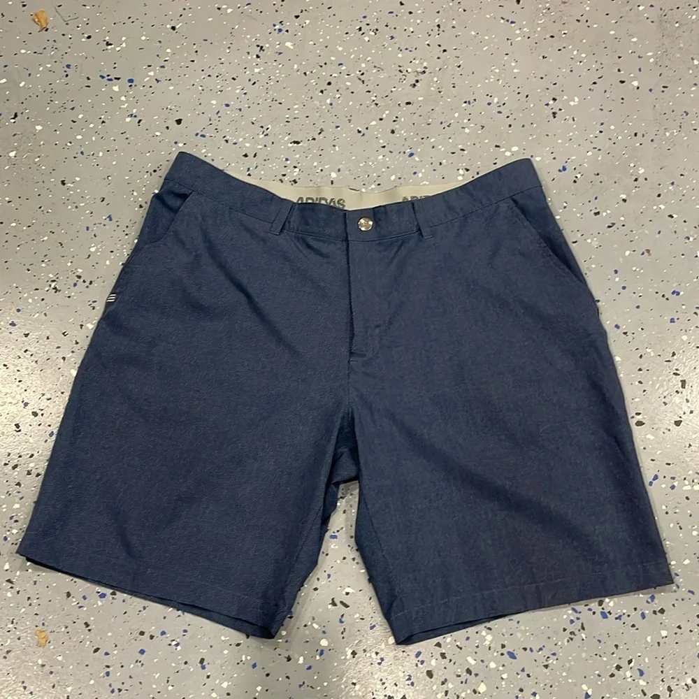 Adidas Mens Sz 38 Advantage Microfiber Golf Shorts Blue micro print 8” inseam